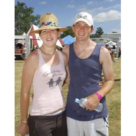 Jemma Boyle from Kingaroy and Matt Kelly from Toowoomba soaking up the sunshine at Sonfest, Ipswich, 21st January 2005