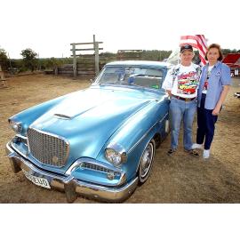 Robert Fletcher and Lynda Packer of Karalee, with their 1961 Studebaker Hawk at the Just Rock Ipswich 'back to '63' rock 'n' roll spectacular car show, Ipswich, July 2004 
