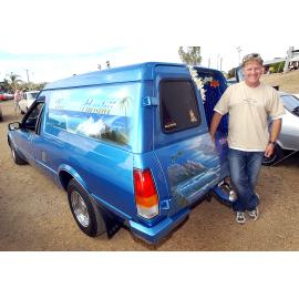 Wayne Dyer of Manly, with his 1990 Ford Panelvan 'Blue Hawaii' at the Just Rock Ipswich 'back to '63' rock 'n' roll spectacular car show, Ipswich, July 2004