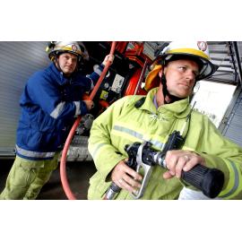 Unidentified firefighters at Ipswich fire station, Ipswich, 11th February 2005