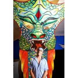Artist Tony Rice from Redbank, uses traditional kite designs with contemporary art in his new exhibition Colourful Kites at the Ipswich Art Gallery, Ipswich, 16th February 2005