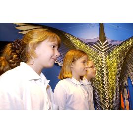 Brooke Dixon, Jenna Finn and Loren Higgo at the Colourful Kites exhibition at the Ipswich Art Gallery, Ipswich, 16th February 2005