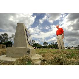 Ex-serviceman Matt Rennie is disgusted that there are 76 unmarked graves of soldiers at the Ipswich cemetery and is trying to find their names, Ipswich, 17th February 2005