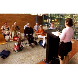 Tess O'Brien reciting at the "Mouth Piece" poetry event at Ipswich Library, Ipswich, 20th February 2005