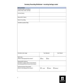 Cemetery Recording Worksheet - recording heritage assets
