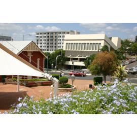 View overlooking d'Arcy Doyle Place, towards the Ipswich Civic Centre from the grounds of St Paul's, Ipswich, February 2006