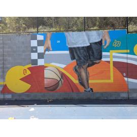 Unknown, Basketball wall mural, by Gus Eagleton, Silver Jubilee Park, Spring Mountain, Ipswich, installed c.2023