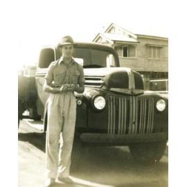 Don Risson with his Ford truck in 1949