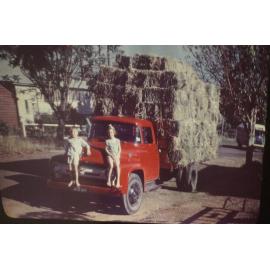 Two of Don Risson's children with the truck