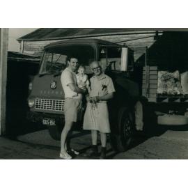 Don Risson with his son and grandson, and the Bedford, in 1986