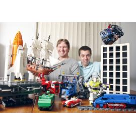 David Parkin and Benjamin Parsons collect and build lego, Ipswich, 3rd January 2011