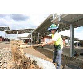 Barry Faulks putting the finishing touches on the new Bremer State High School that opens this year, Ipswich, 4th January 2011