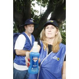 Acting state co-ordinator for Lifeline, Alison Maynard with one of her volunteers, Andrew who is heading to flood affected Emerald to help with flood relief, Ipswich, 7th January 2011 