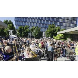Trombone World Record - 3rd time through 'Seventy-Six Trombones', SPARK festival, Tulmur Place, July 2026