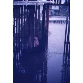 Flood waters rising underneath a house, North Ipswich, 5pm, 26th January 1974