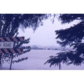View across the Bremer River towards North Ipswich, 27th January 1974