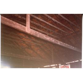 Hardwood beams on ceiling of Risson's Produce