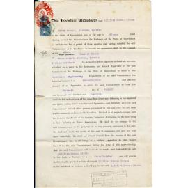 Paperwork for Clifford Risson beginning his apprenticeship
