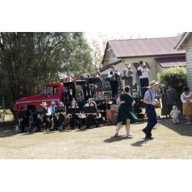Corner Pocket Swing dancers dancing to the music of the Ipswich City Big Band, at the Marburg Meander, event held as part of Galvanized: A Festival of Heritage, Marburg, Ipswich, September 2026