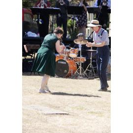 Corner Pocket Swing dancers dancing to the music of the Ipswich City Big Band, at the Marburg Meander, event held as part of Galvanized: A Festival of Heritage, Marburg, Ipswich, September 2026