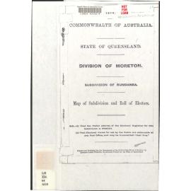 Division of Moreton : Subdivision of Bundanba, map of subdivision and roll of electors 