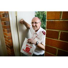 Greg Pack of the Salvation Army is calling out for volunteer door knockers to help with the Red Shield Appeals, Ipswich, 14th May 2013
