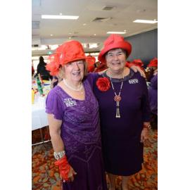 Judy Fell and Barbara Bauer at The Bonzer Sheilas Australia's Biggest Morning Tea at Ipswich Golf Club, Ipswich, 15 May 2013