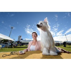 Ruth Cook with her Chinese Crested powder puff that won the toy group at the Ipswich Show, Ipswich, 15 May 2013