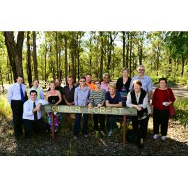 Member for Algester Anthony Shorten and Minister for Natural Resources and Mines Andrew Cripps with locals at Glider Forest, Larapinta, Brisbane, 15th May 2013