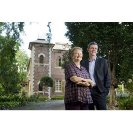 Owner Angela Geertsma and National Trust of Queensland executive officer Stewart Armstrong outside Historical Ipswich home Rockton House, Ipswich, 1st May 2013