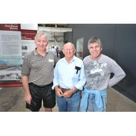 Charles Melvin, Gordon Federer and Jeff Ashe at the reunion of former carriage builders, wagon builders and trimmers hosted by the Workshops Rail Museum, North Ipswich, 11th May 2013