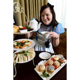 Metro Hotel Ipswich International functions coordinator Kimberley Gent hosting a Mad Hatter's Tea Party to raise money for cancer research, Ipswich, 17th May 2013