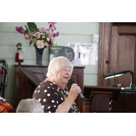 Christine Howden performing the solo "Cartref" at the 140th Anniversary service for the United Welsh Church, Blackstone, Sunday 4th October 2026