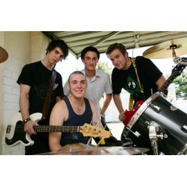 Luke Trim, Michael Little, Adam Brookes and    Trevor Alback  on drums, Ipswich, 6 February 2005 