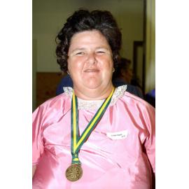 Linda Pasini at Rosewood Baptist Hall receiving Certificates of appreciation for volunteers at Cabanda Lodge, Ipswich, 7 February 2005 