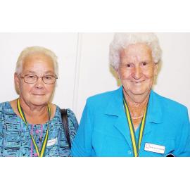 Elva Freeman and Win Burchmann at Rosewood Baptist Hall receiving Certificates of appreciation for volunteers at Cabanda Lodge, Ipswich, 7 February 2005