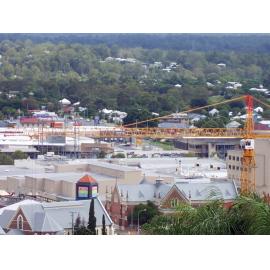 Panoramic view over Ipswich CBD, from Denmark Hill, with crane in foreground, Ipswich, c.2008