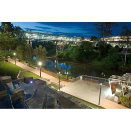 Looking over River Heart Parklands towards Bradfield Bridge and Riverlink Shopping Centre, Ipswich, 2010