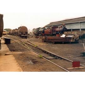 Marshalling area for wagon repairs, Ipswich Railway Workshops, North Ipswich, 1987