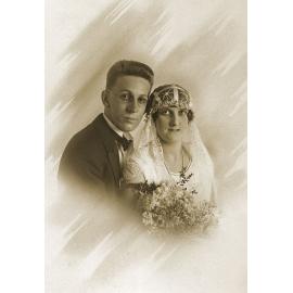 Wedding portrait of Edward Wilson and Mabel Esther Whitehead (nee Wheeling), Ipswich, 1928