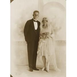 Wedding portrait of Edward Wilson and Mabel Esther Whitehead (nee Wheeling), Ipswich, 1928