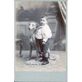 Young boy with large dog, Ipswich, early 1900s