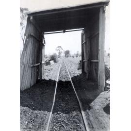 Shed that housed shuttle train known as 'Lizzie' at the Caledonian Colliery, Thagoona, Ipswich, 1957