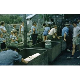 Supplying strikers at the 'staydown' at the Caledonian Mine, Thagoona, Ipswich, 1958