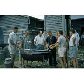 Group of men supporting the strikers at the Caledonian Mine during the 'staydown' strike, Thagoona, Ipswich, 1958