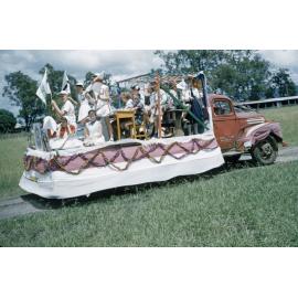 Truck being used as a float, for Rosewood State School,  during Queensland Centenary celebrations, Rosewood, Ipswich, 1959
