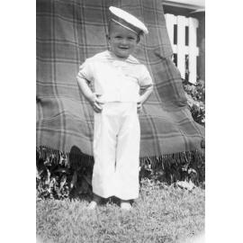 Unidentified child, on Pine Mountain Road, North Ipswich, early 1930s
