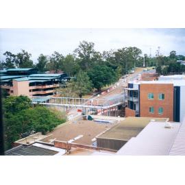 Walkway under construction, over Chelmsford Avenue, to the new car park at Ipswich General Hospital, Ipswich, 1999