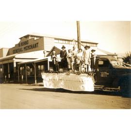 Ruhno's truck in May procession in Rosewood, Ipswich, c.1950