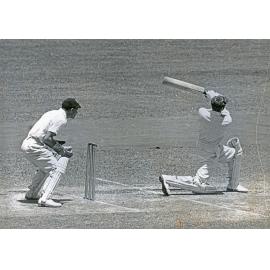 Len Johnson, batting for Queensland, against England, 1946-1947 Tour at the Brisbane Cricket Ground